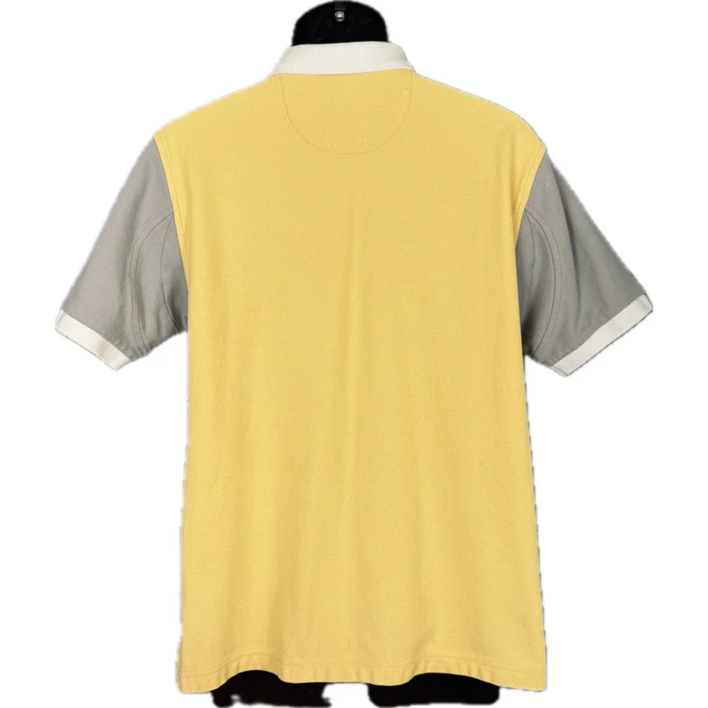 Orvis Color Block Men Medium Classic Polo Shirt‎ Short Sleeve Logo  Green Yellow